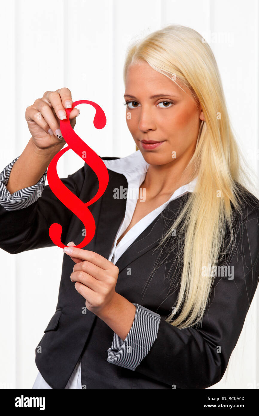 Young beautiful student of law in paragraph jungle Stock Photo