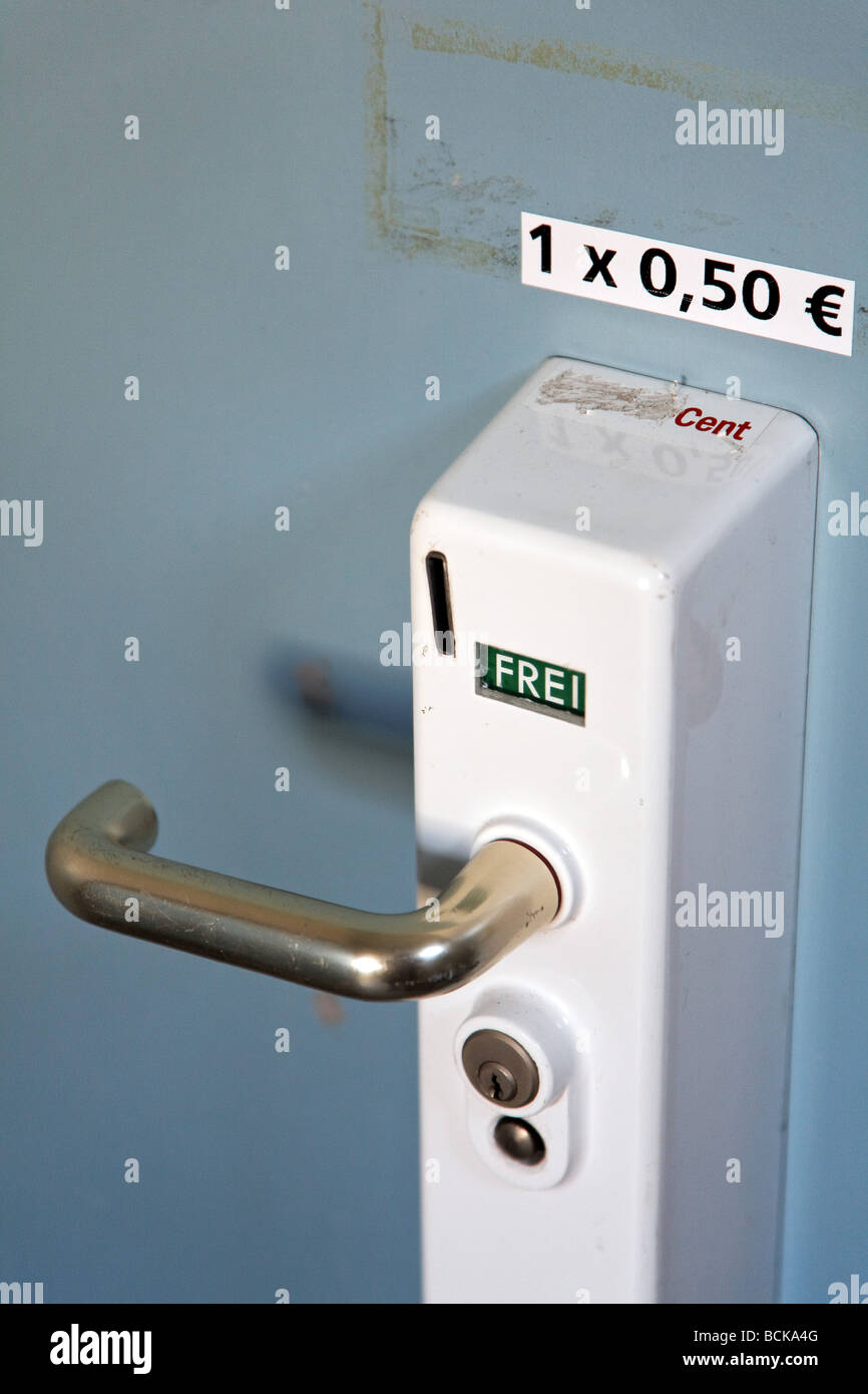 coin toilet door handle with locking mechanism Stock Photo Alamy