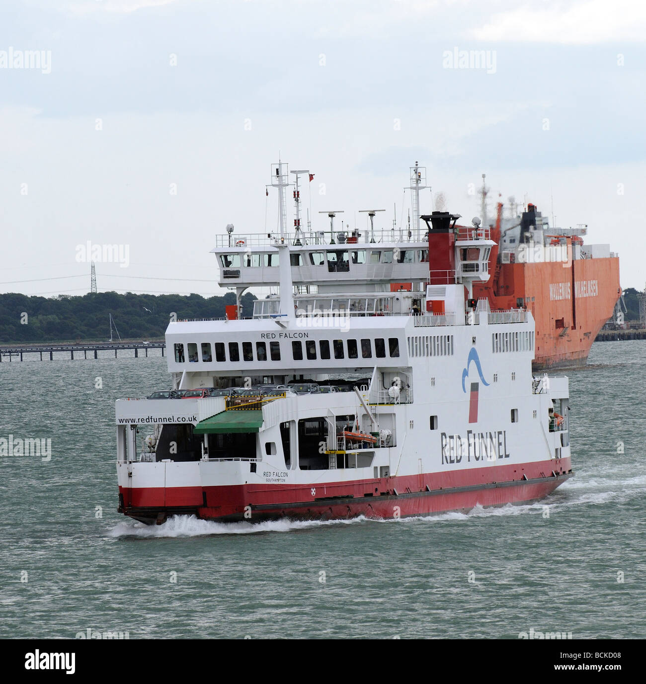 Red Falcon Isle of Wight ferry of the Red Funnel company on Southampton Water England UK Stock Photo