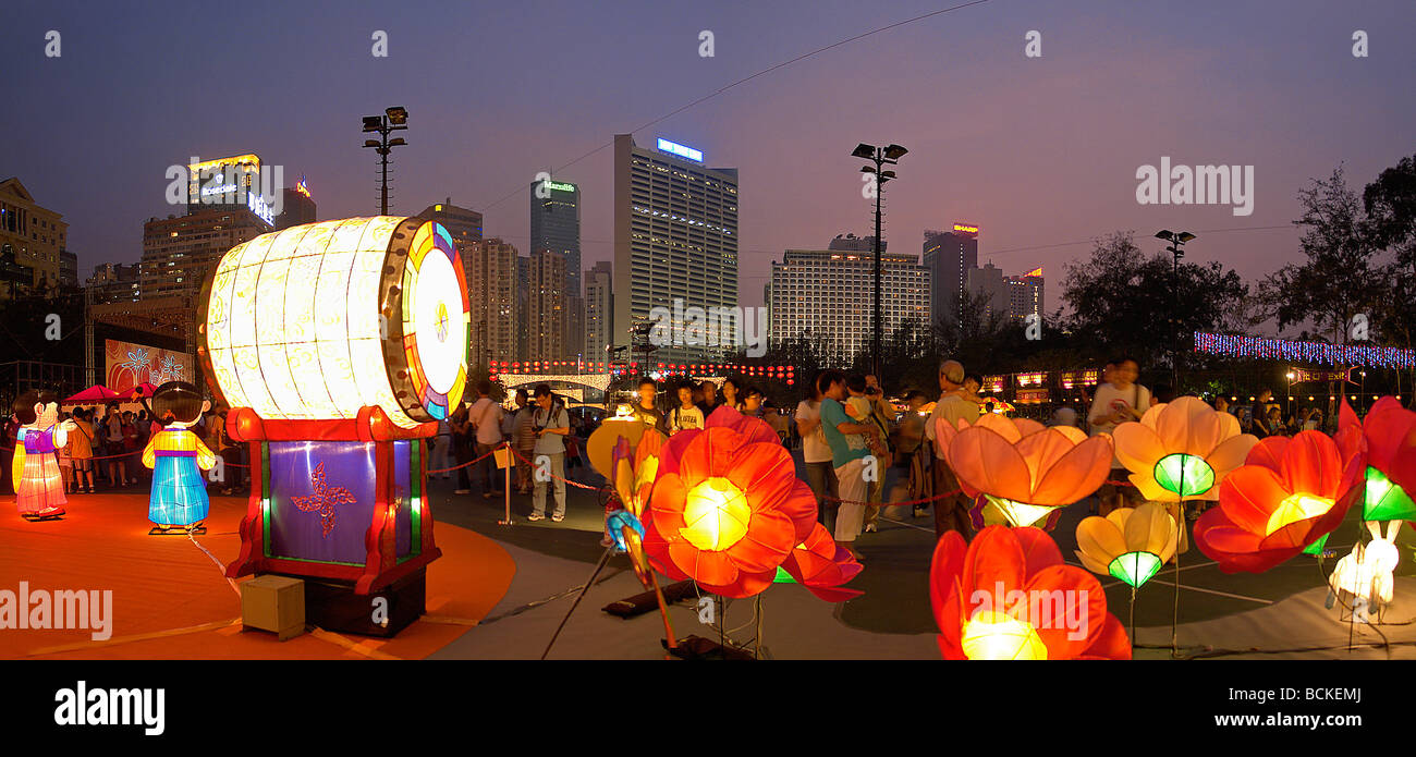 Lanterns decoration during Mid Autumn festival or Moon festival in Victoria park Causeway Bay Hong Kong China Stock Photo