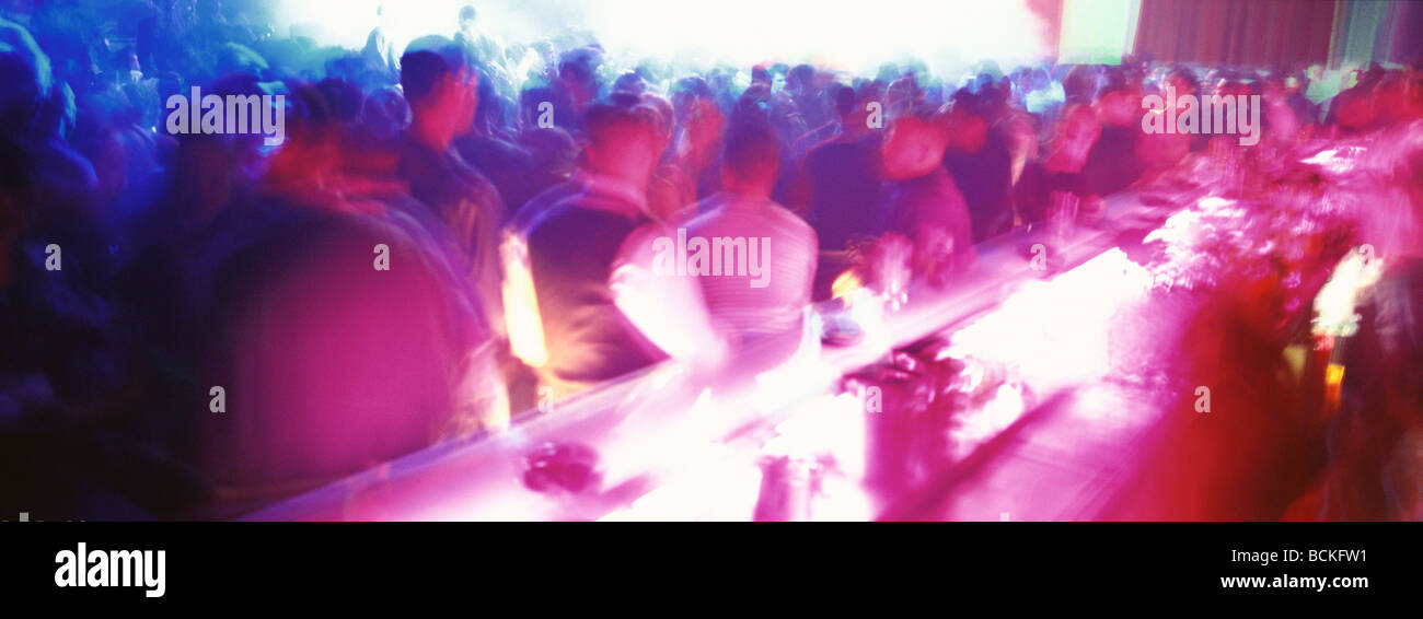 People at bar, panoramic view Stock Photo