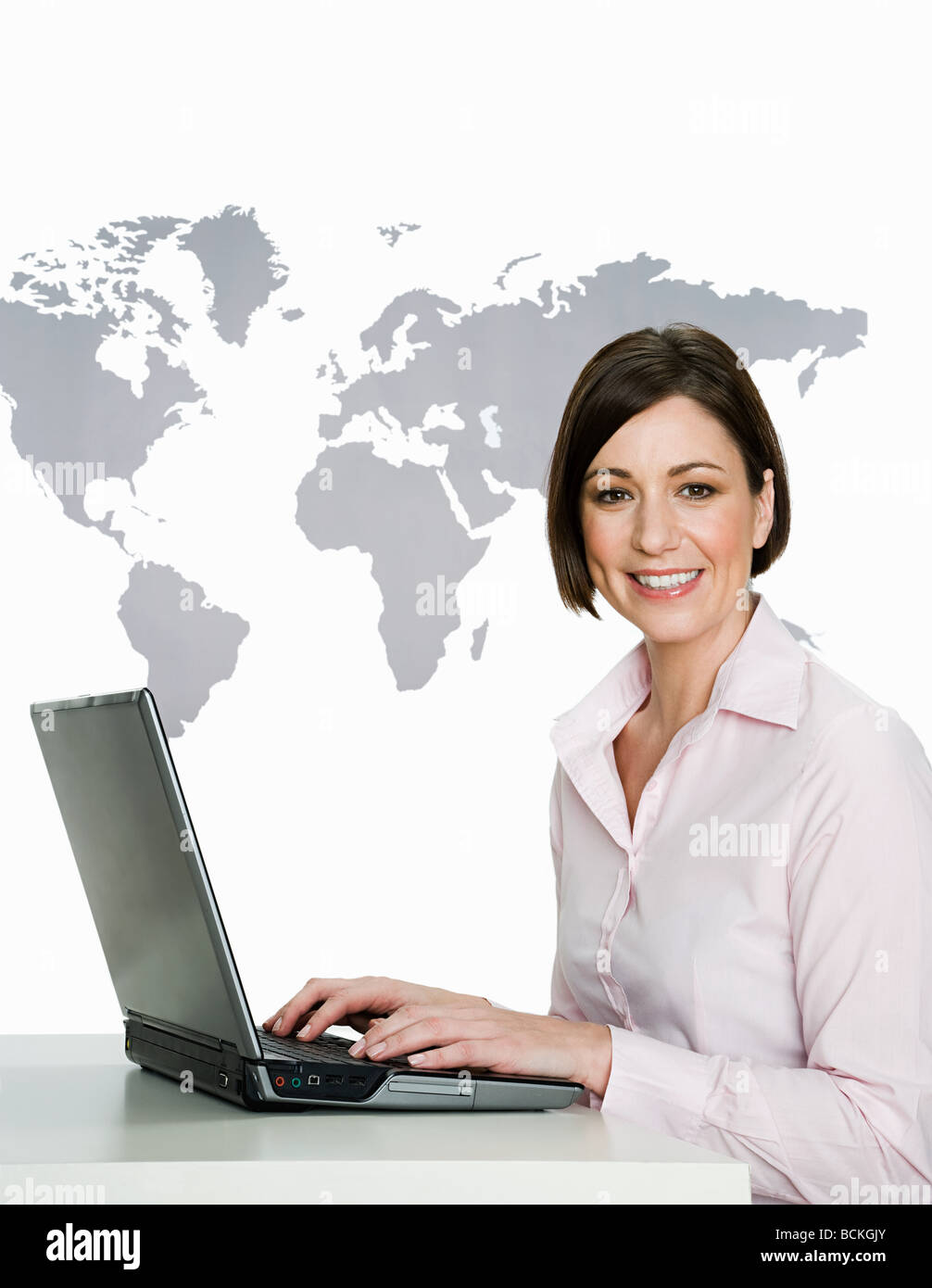 Businesswoman with laptop Stock Photo