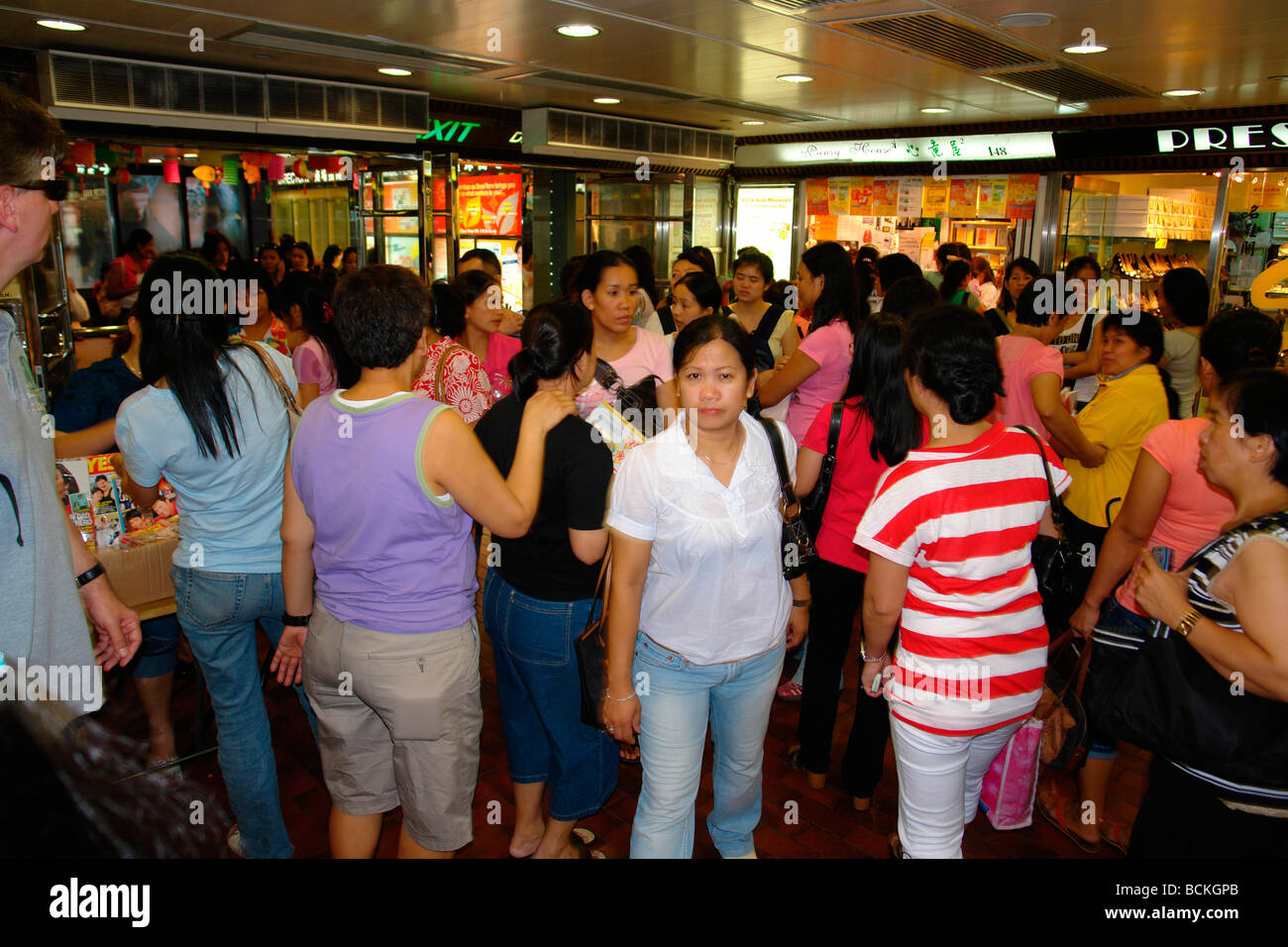 China Hong Kong Sunday Philippines and other South East Asian servants maids in Central district like a Philippines colony Stock Photo