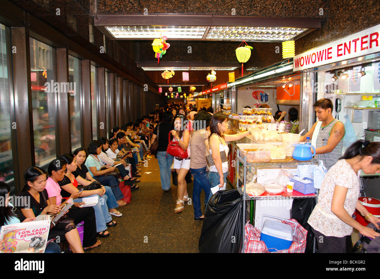 China Hong Kong Sunday Philipines and other South East Asian servants maids in Central district like a Philipines colony Stock Photo