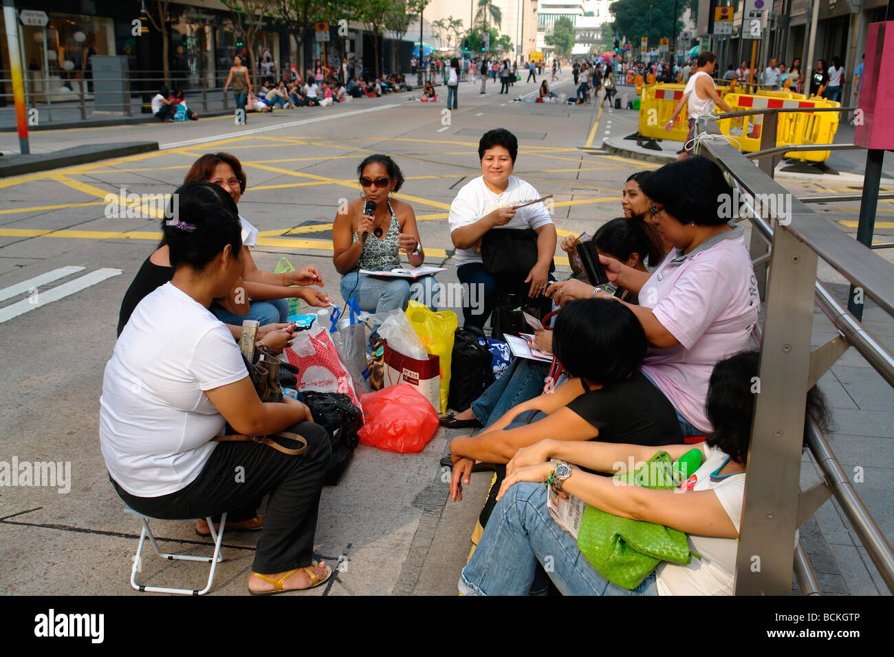 China Hong Kong Sunday Philipines and other South East Asian servants maids in Central district like a Philipines colony Stock Photo