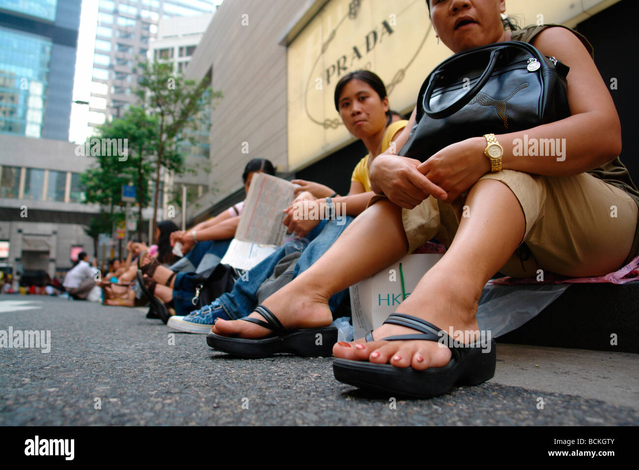 China Hong Kong Sunday Philipines and other South East Asian servants maids in Central district like a Philipines colony Stock Photo