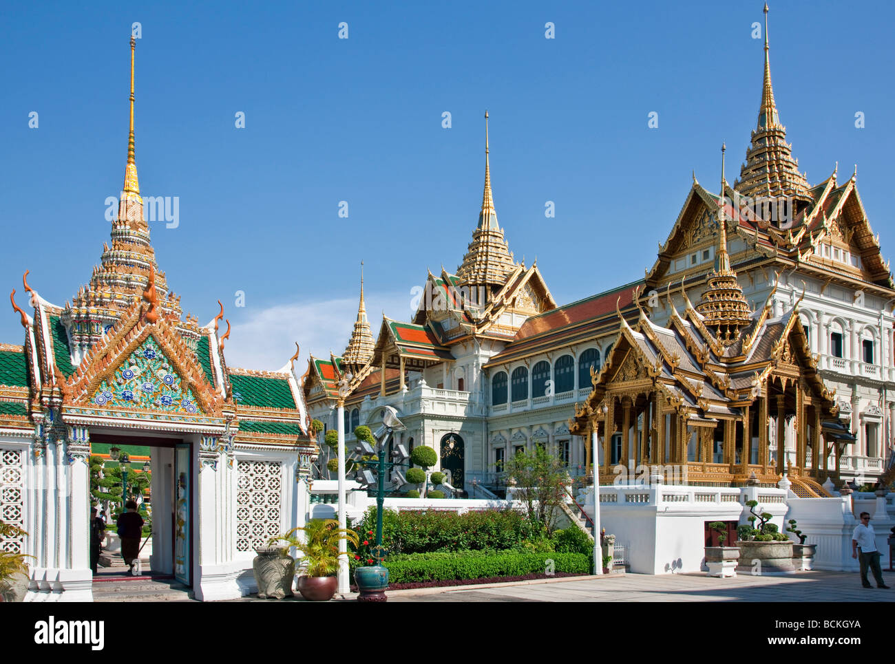 Thailand, Bangkok. The Dusit Maha Prasat Throne Hall in the King of Thailand  s Royal Grand Palace complex in Bangkok. Stock Photo