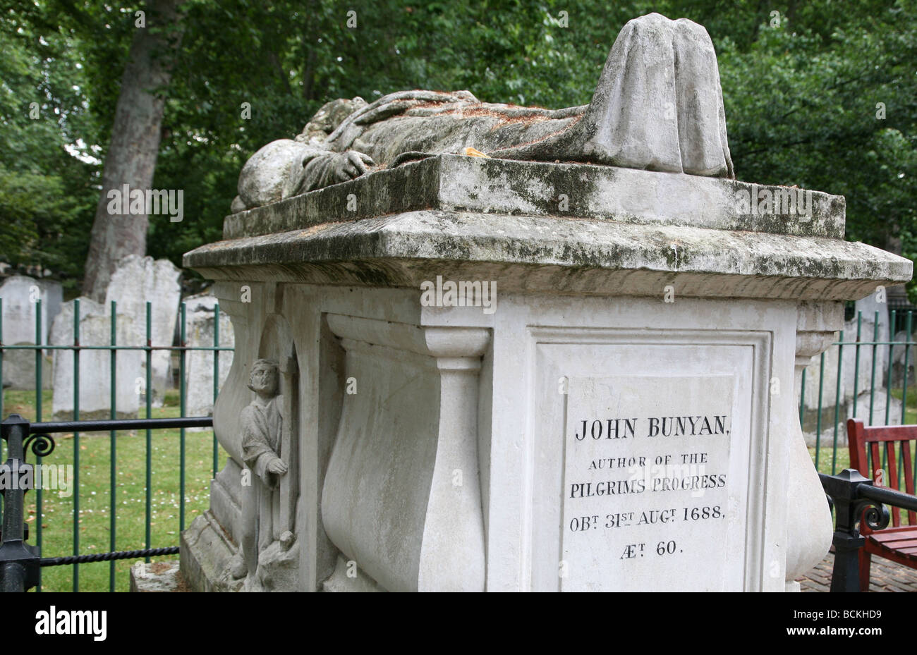 Tomb of John Bunyan, Bunhill Fields, London Stock Photo