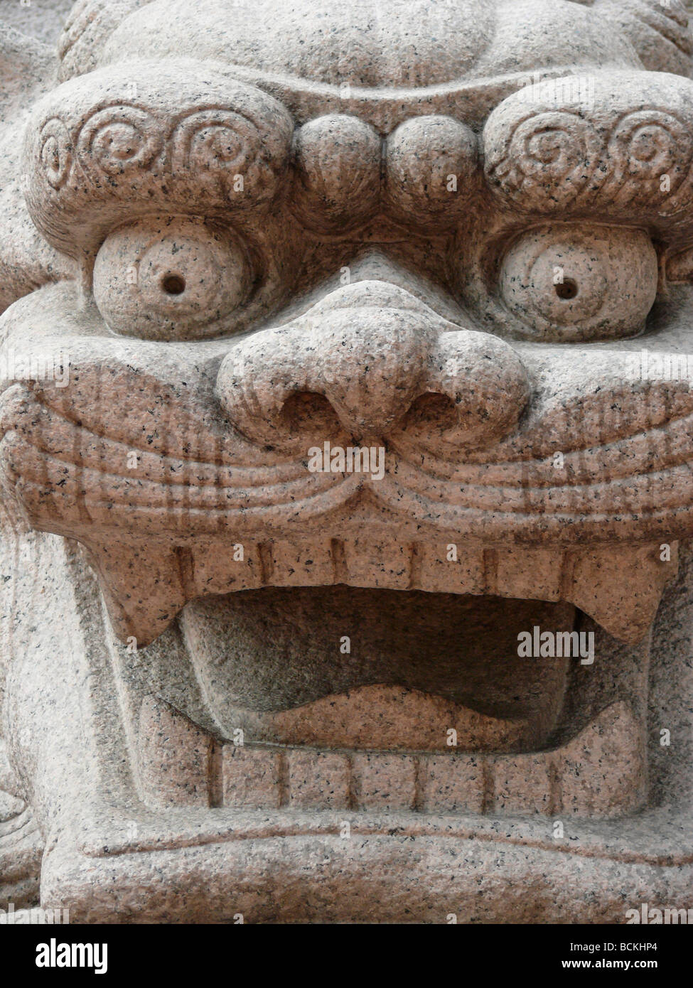 China Hong Kong Chinese stone lion statue at Bank of China building to guard the bank Stock Photo