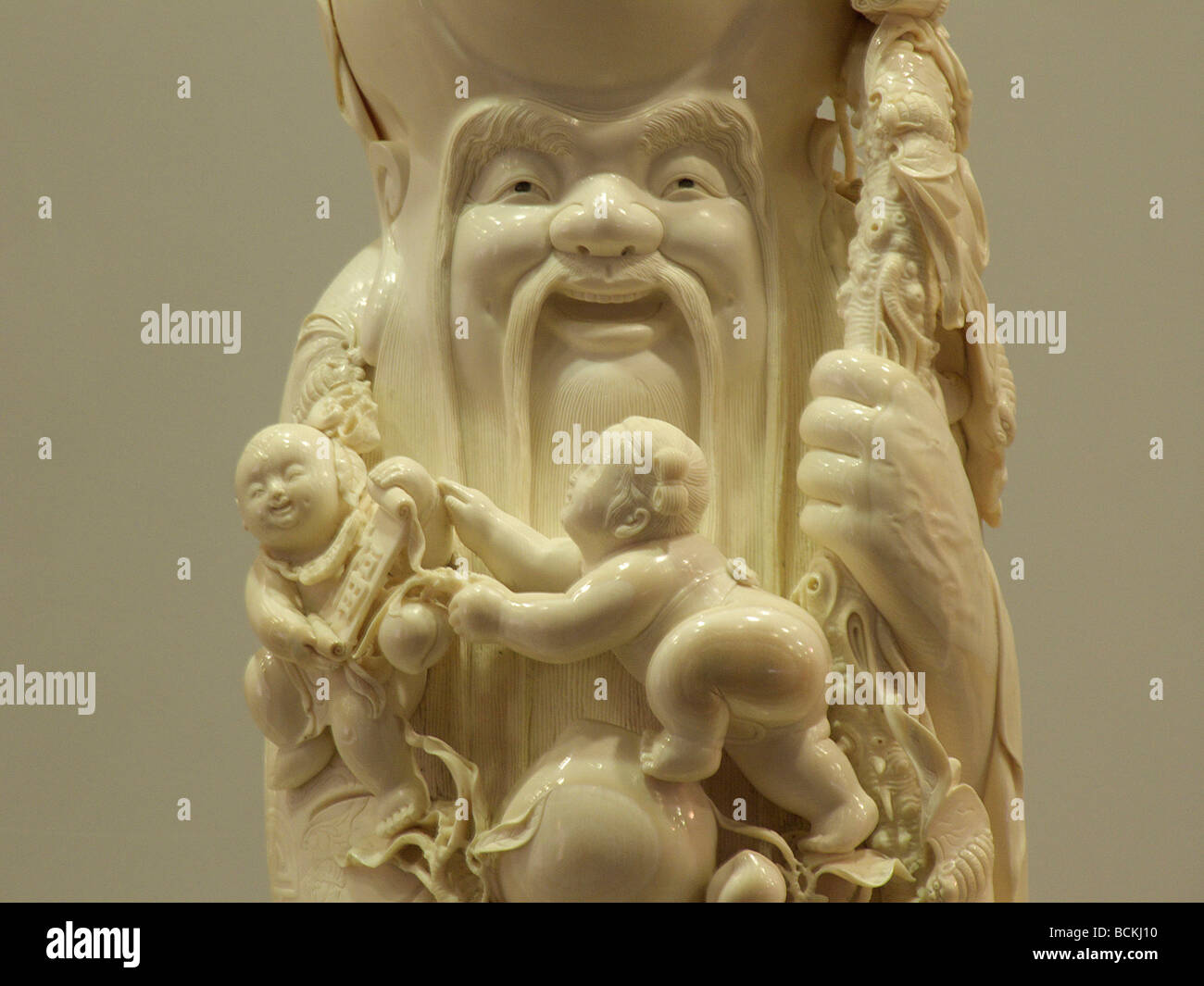 Chinese old grandpa sculpture statue from ivory Stock Photo Alamy