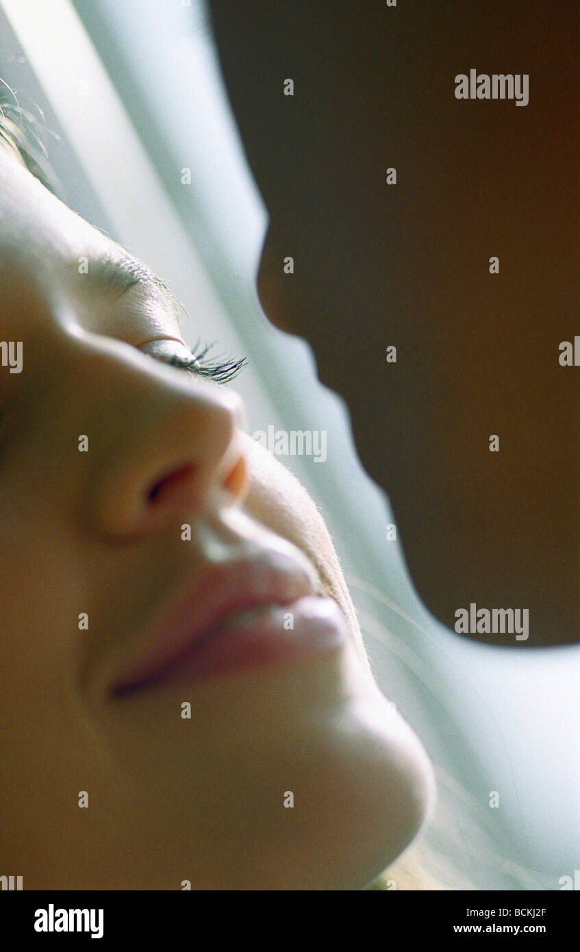 Couple kiss lips close up hires