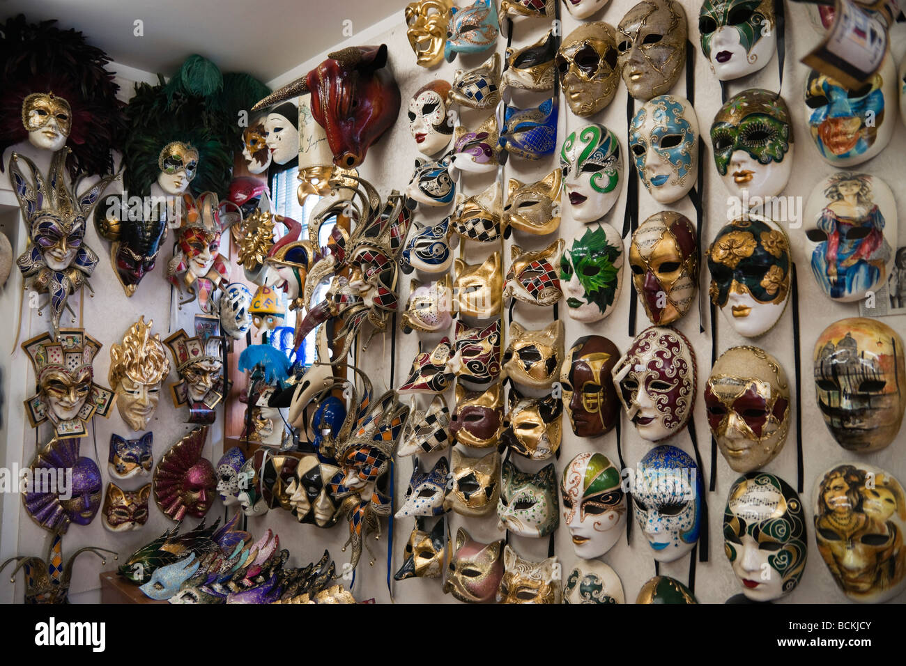 Venice - souvenir carnival masks in shop Stock Photo