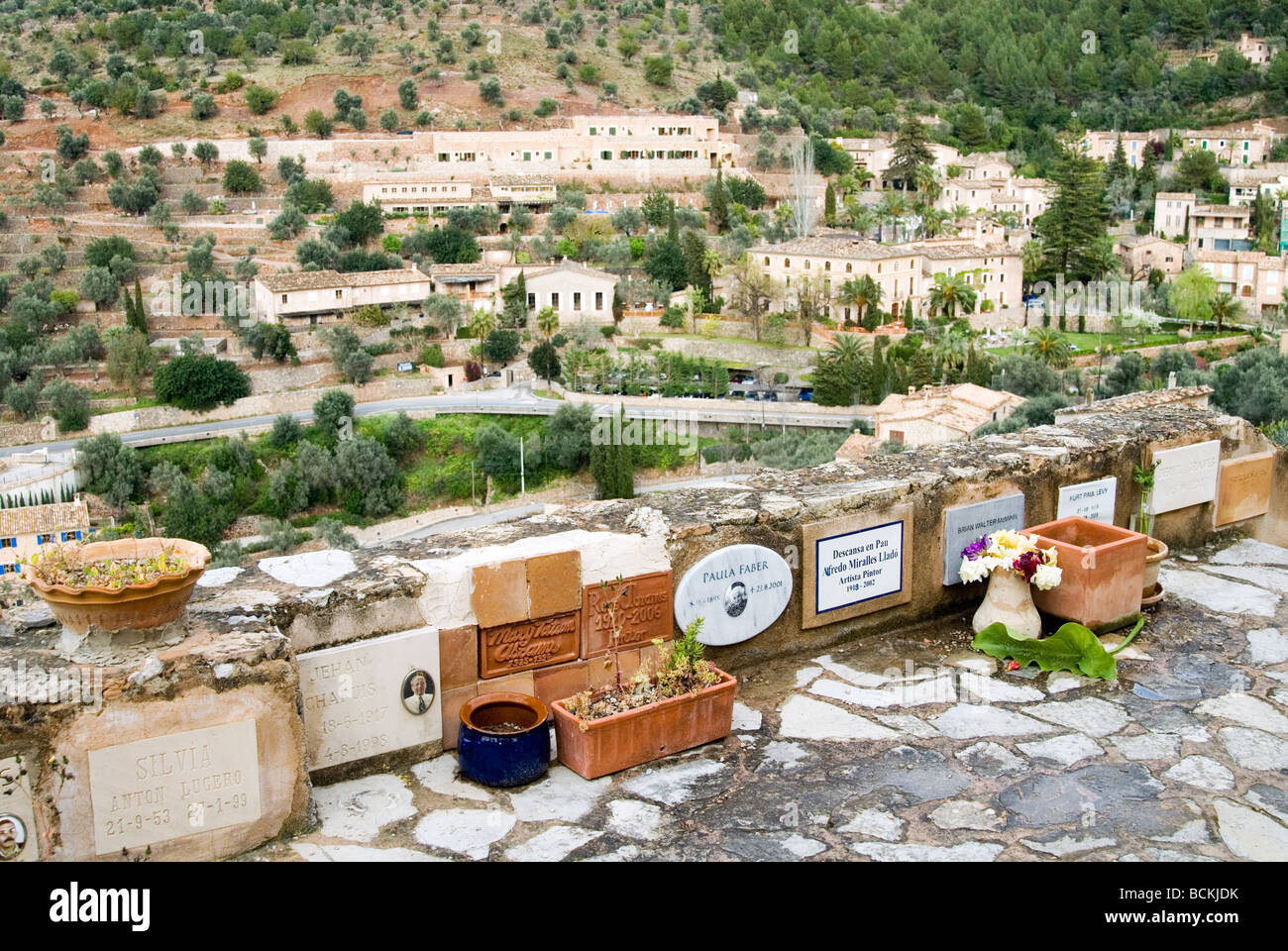Cemetery of the village Deia on the balearic island Mallorca, Spain. Stock Photo