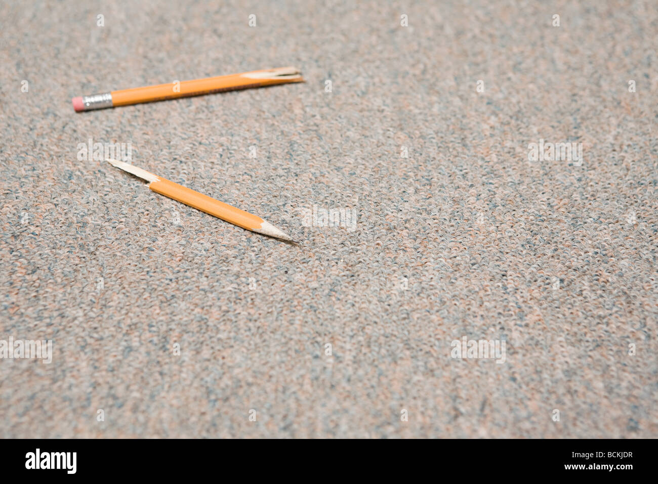 Pencil that has been snapped in frustration Stock Photo