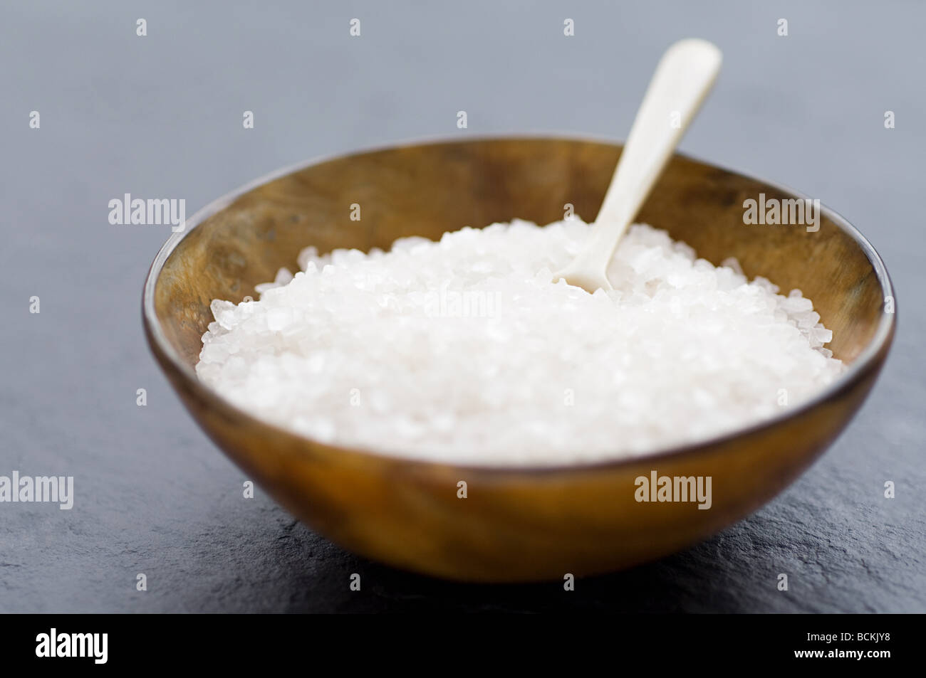 Sea salt in a bowl Stock Photo