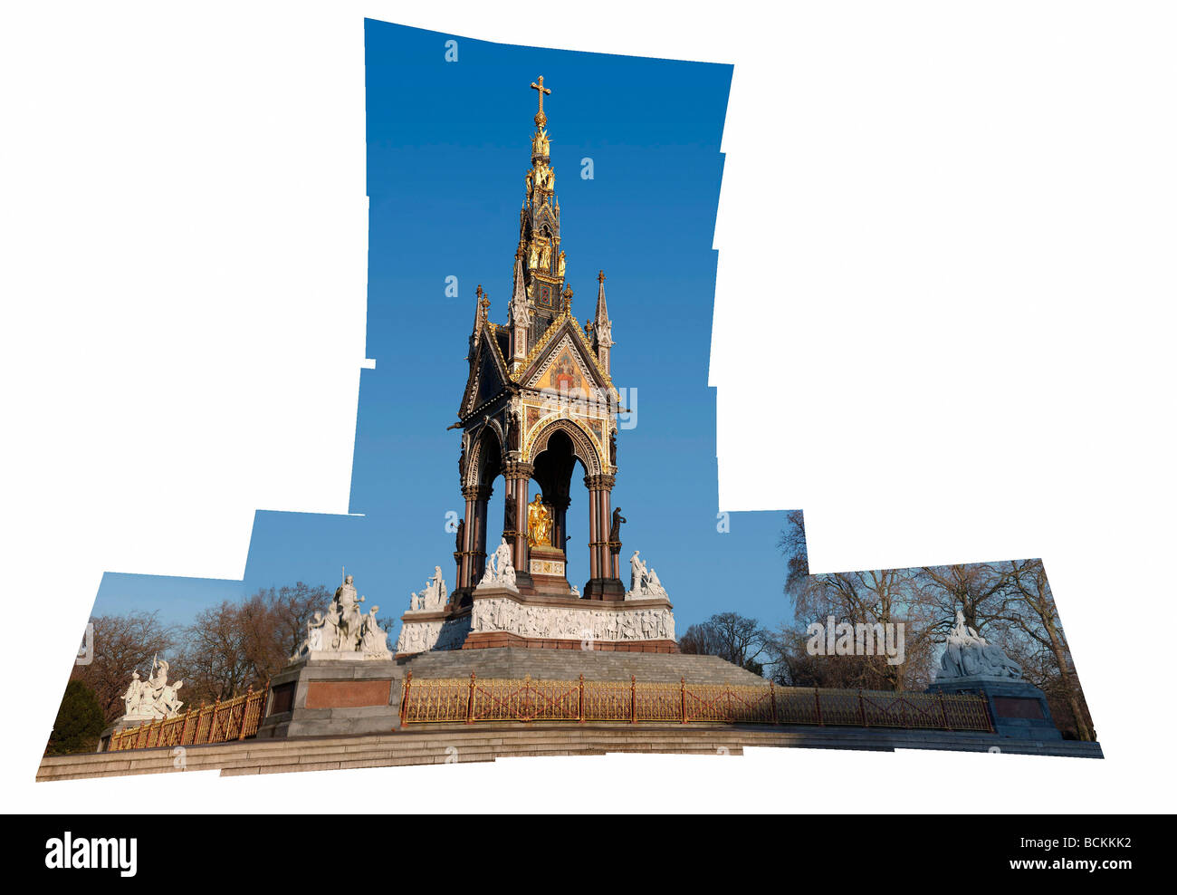 The Albert Memorial designed by Sir George Gilbert Scott Zuerst at Kensington Gardens Kensington Gore London Stock Photo