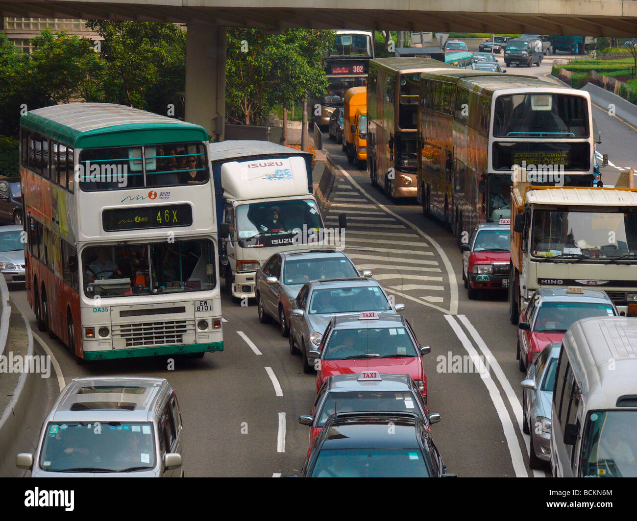 China Hong Kong busy traffic scene in central district, Stock Photo