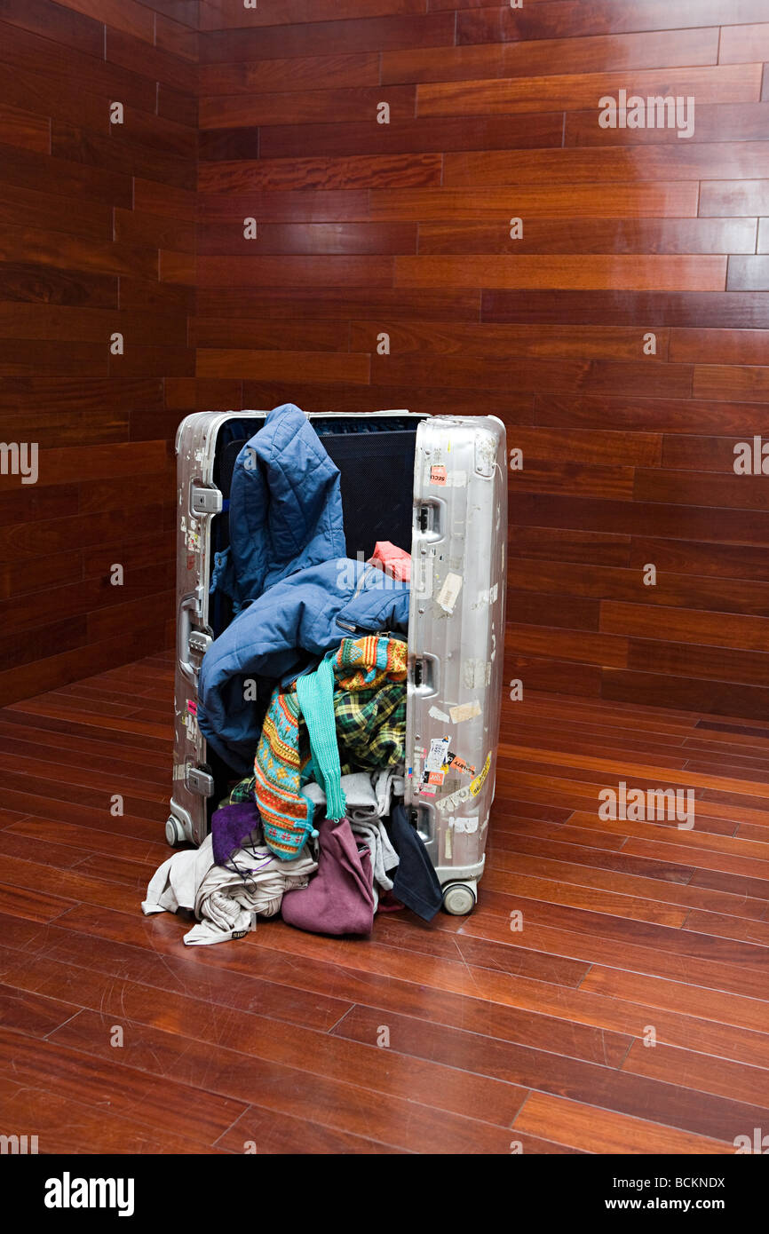 Open suitcase Stock Photo