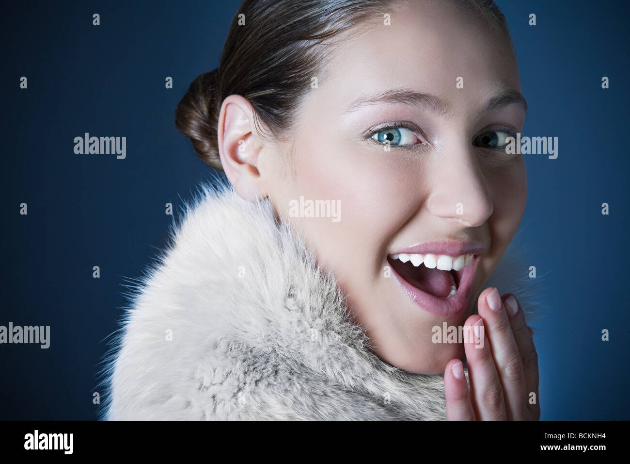 Girl with fur scarf Stock Photo