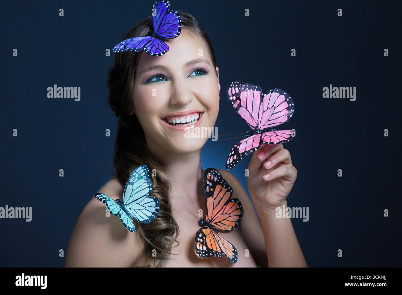Girl with butterflies Stock Photo Alamy