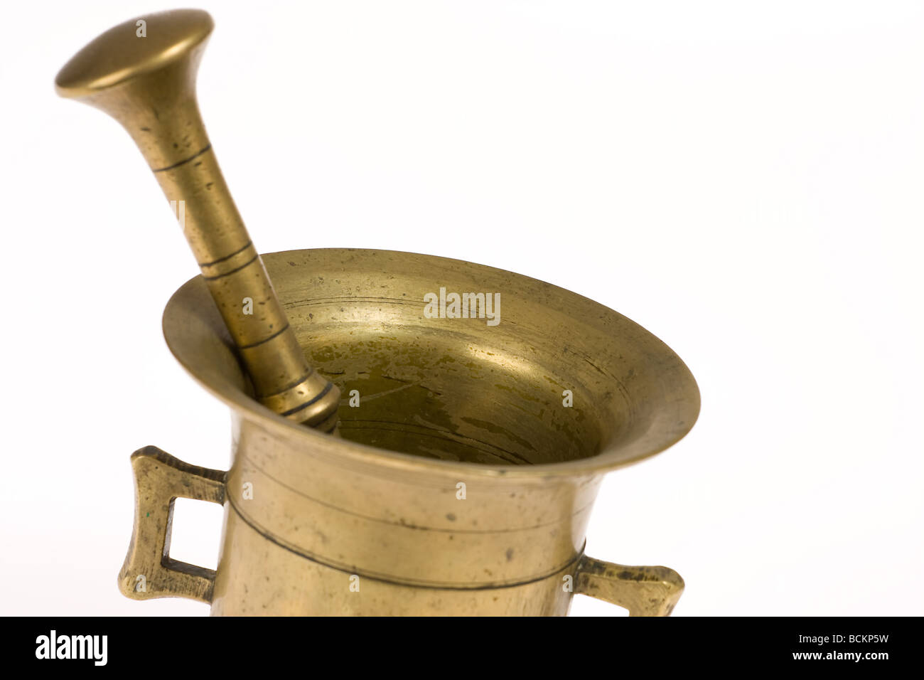 old mortar and pestle on white background Stock Photo Alamy