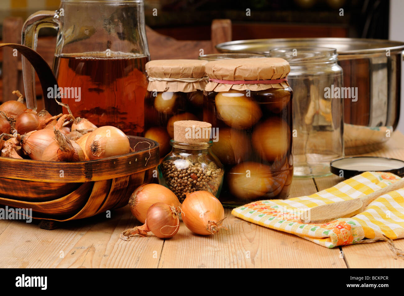 jars home made pickled onions Stock Photo Alamy