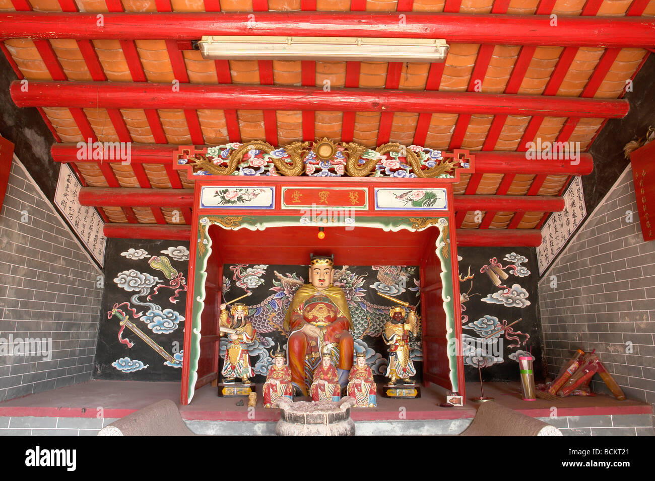 China Hong Kong Different Goddess in temples of Tang Clan village. New Territories Yuen Long district Tin Shui Wai Stock Photo