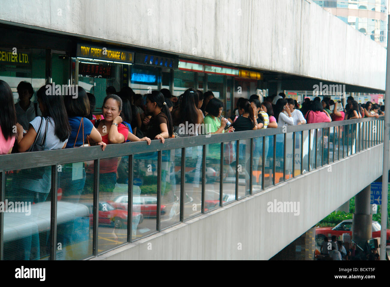 China Hong Kong Sunday Philipines and other South East Asian servants maids in Central district like a Philipines colony Stock Photo