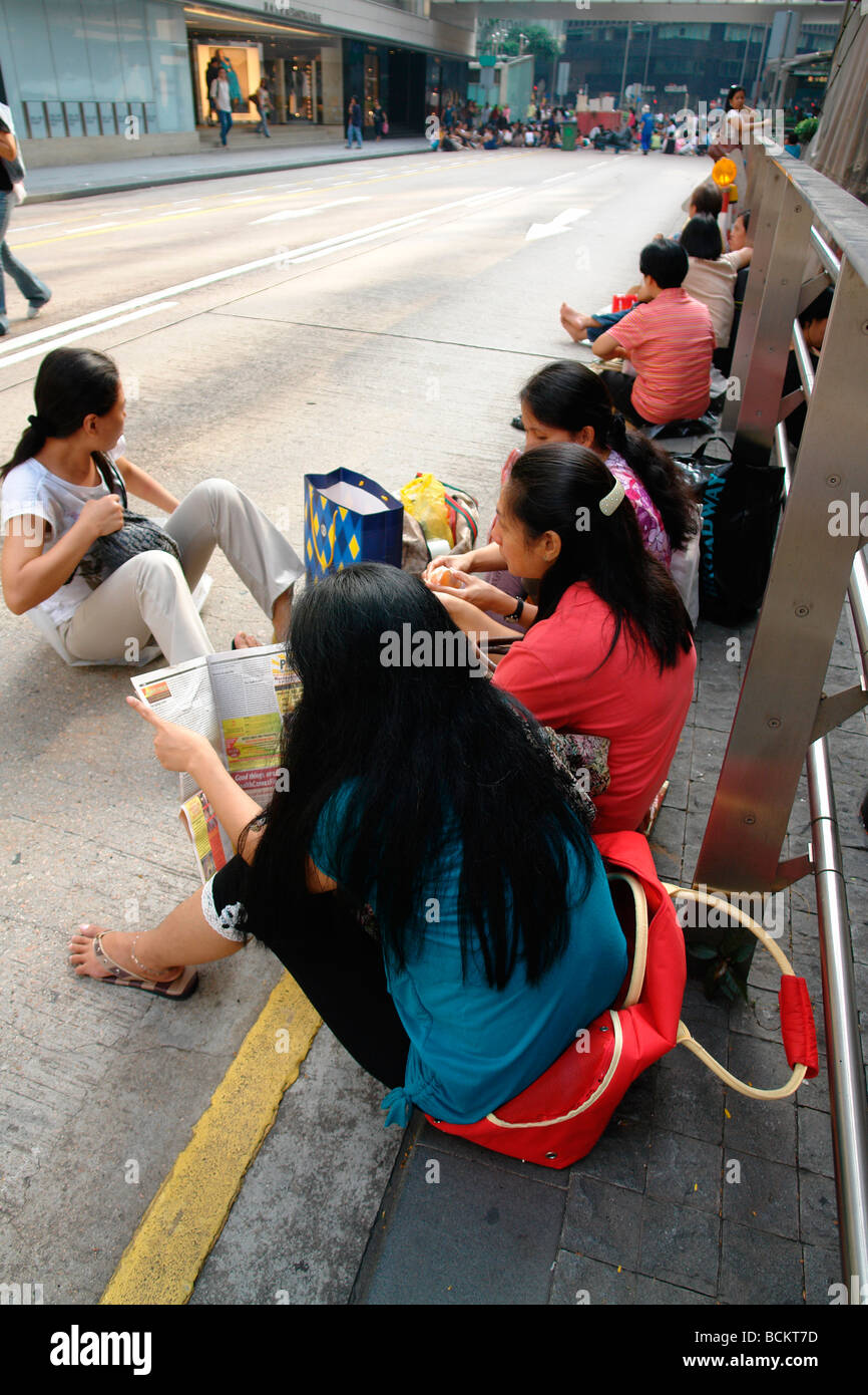 China Hong Kong Sunday Philipines and other South East Asian servants maids in Central district like a Philipines colony Stock Photo