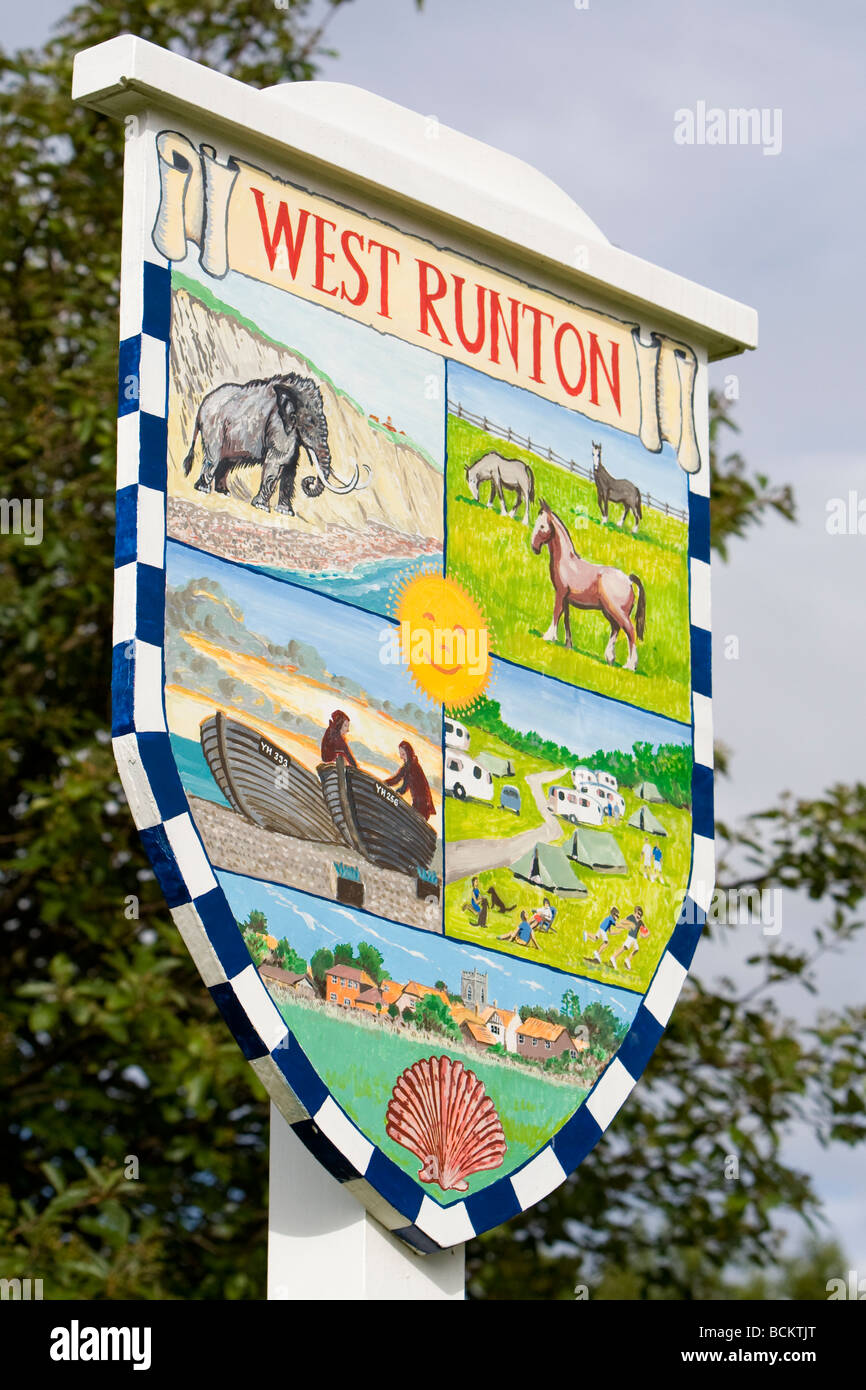 Village Sign, West Runton North Norfolk Stock Photo Alamy