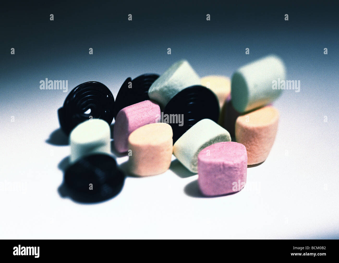 Marshmallows and licorice Stock Photo Alamy