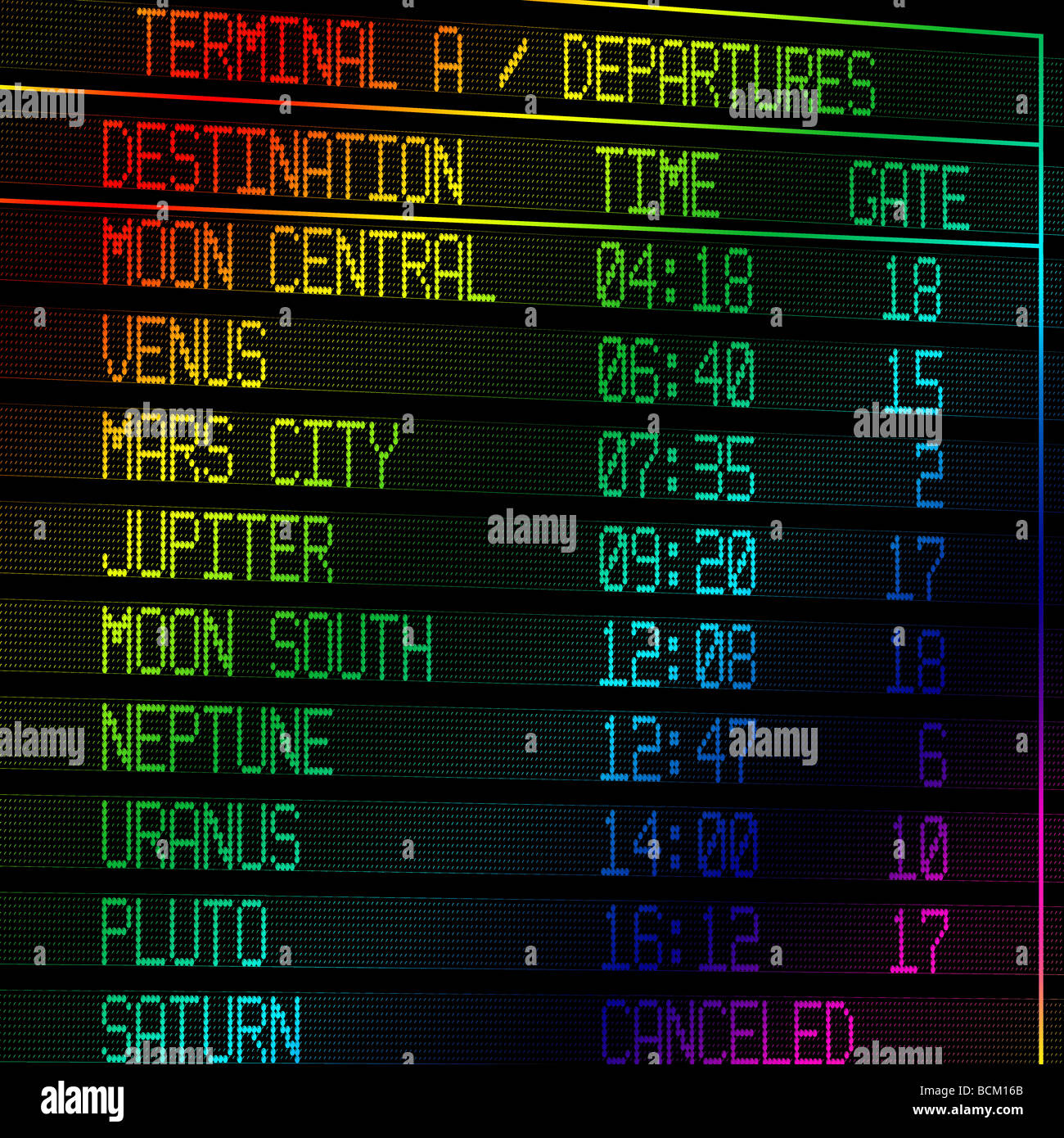 interplanetary flight schedule Stock Photo