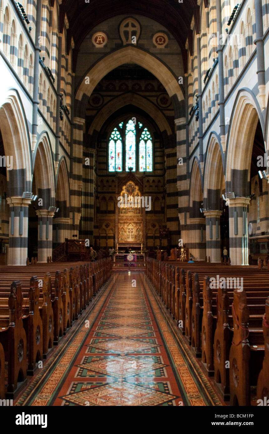 Interior of St Paul's Cathedral, built in 1880s in Gothic Revival style, Melbourne, Victoria, Australia- Stock Photo
