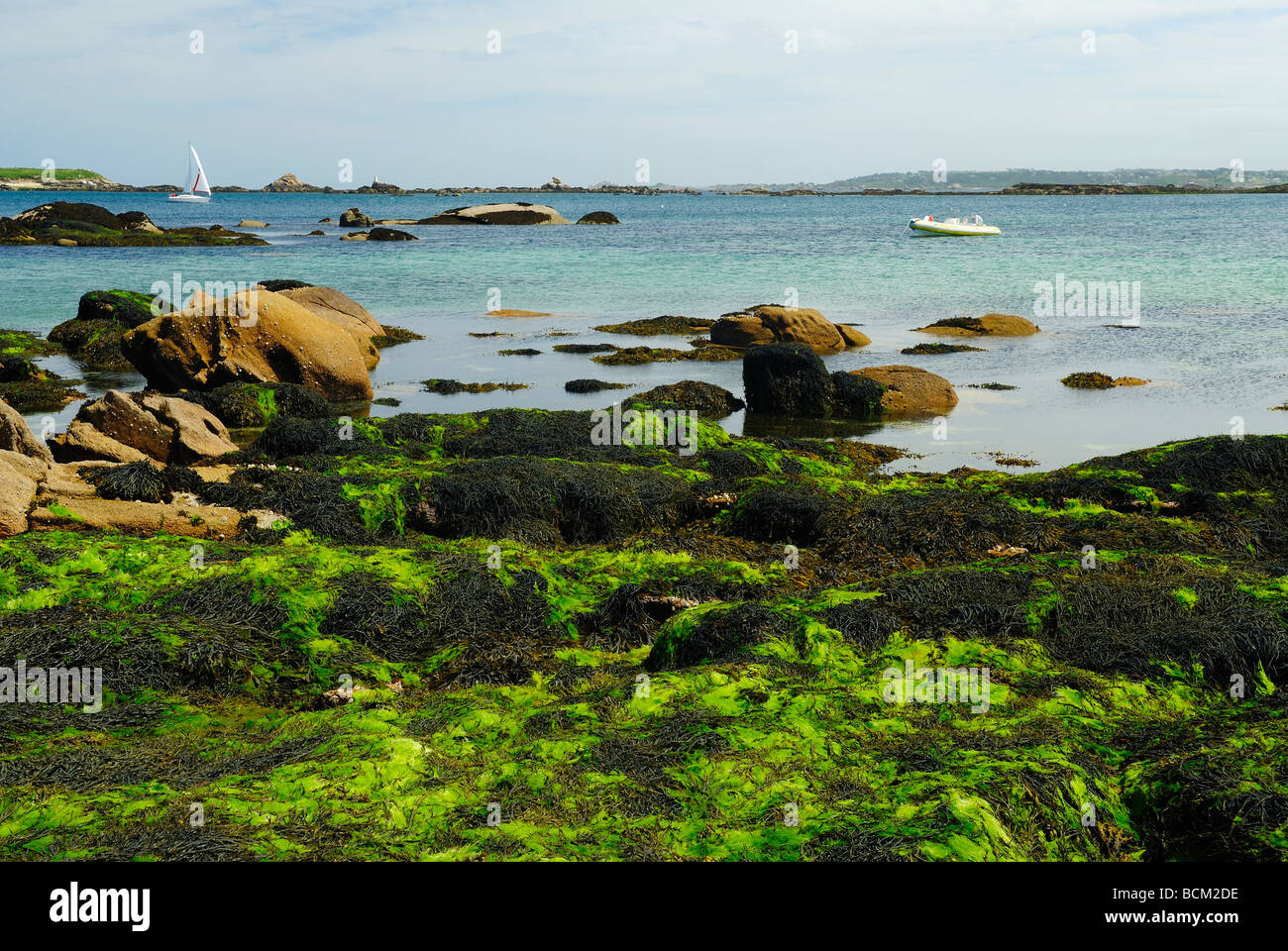 Granitic beach the Bay of Morlaix, France Stock Photo
