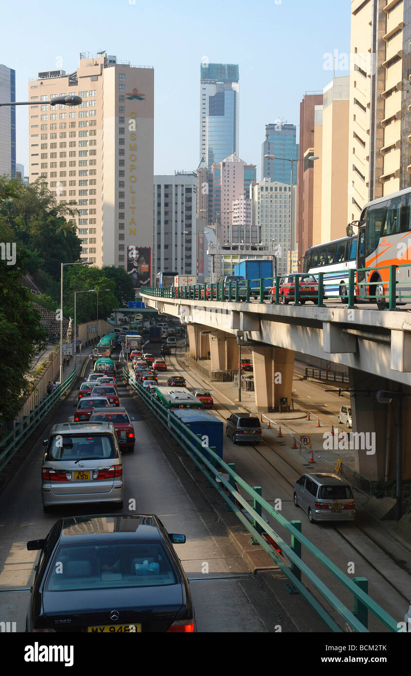 China Hong Kong Traffic Jam from Aberdeen tunnel to Wanchai Stock Photo