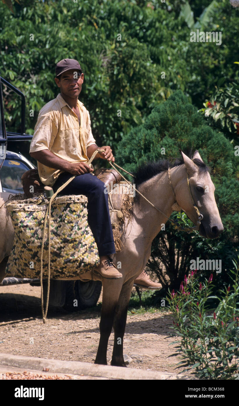 a cowboy rider in La Altagracia province in the south east of  Dominican Republic Island - Caribbean Stock Photo