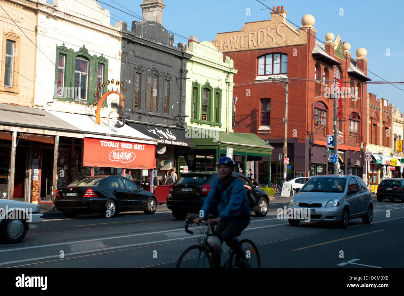 Street scene on Brunswick Street Fitzroy Melbourne Victoria Australia Stock Photo Alamy