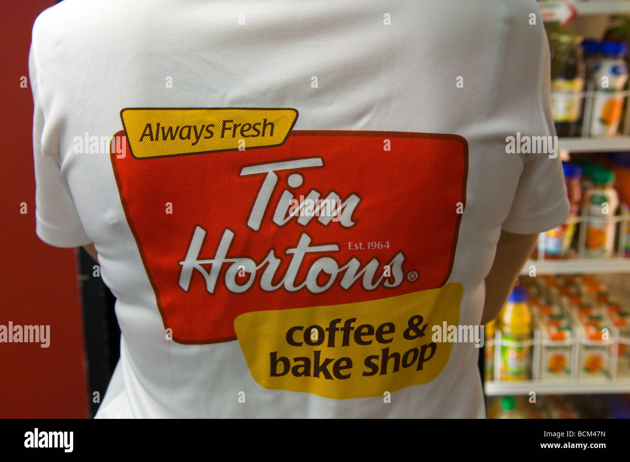 A Tim Horton s coffee and bake shop chain is seen on opening day in Pennsylvania Station in New York Stock Photo