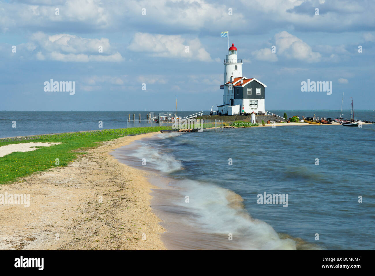 Het Paard van Marken Lighthouse, Marken, North Holland, Netherlands. Stock Photo