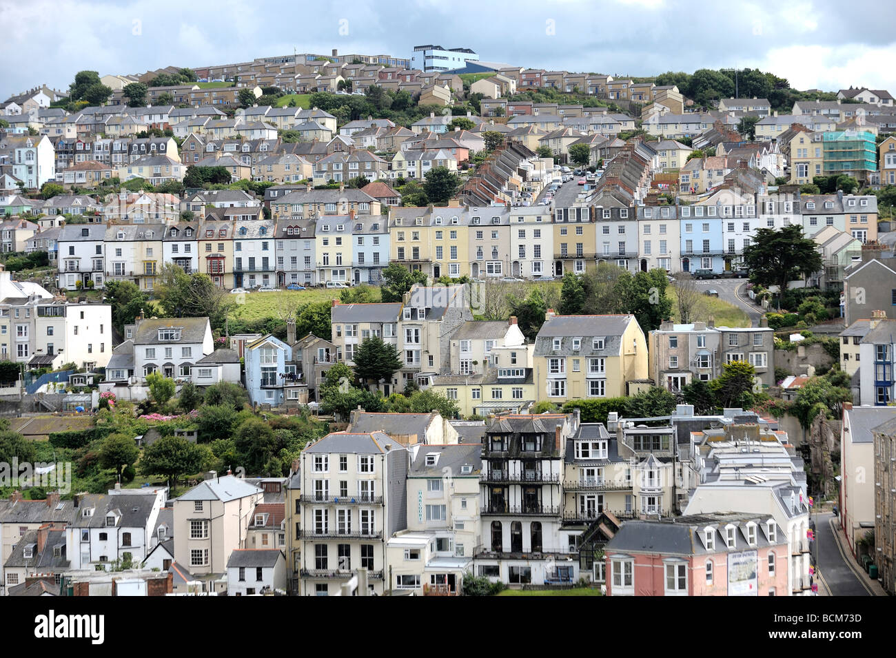 Housing and hotels on the hill facing the sea at in Devon