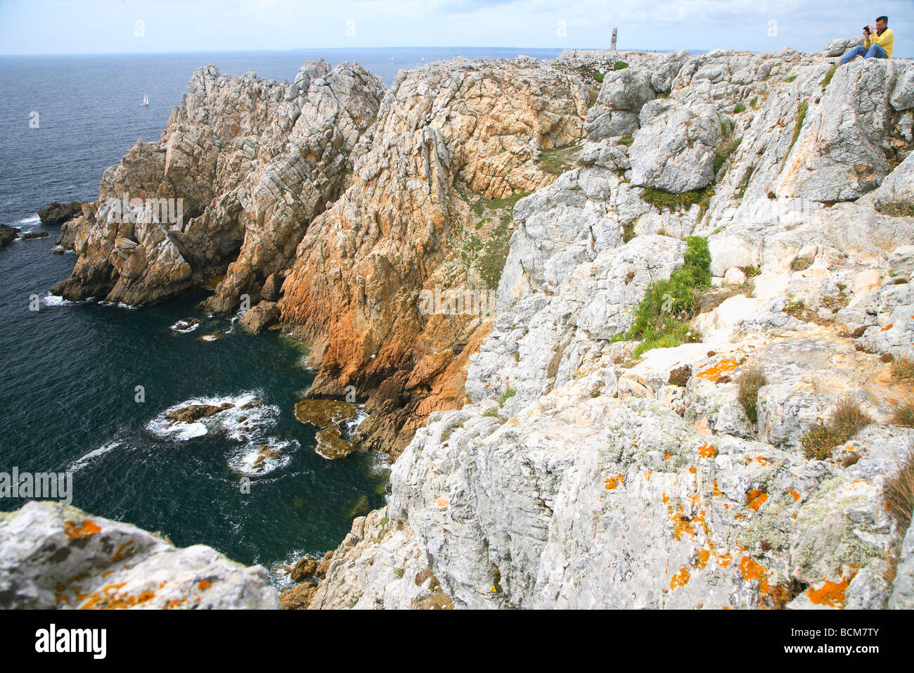 France, Brittany, Bretagne, Finistere. Rocks at Pointe de Penhir Stock Photo