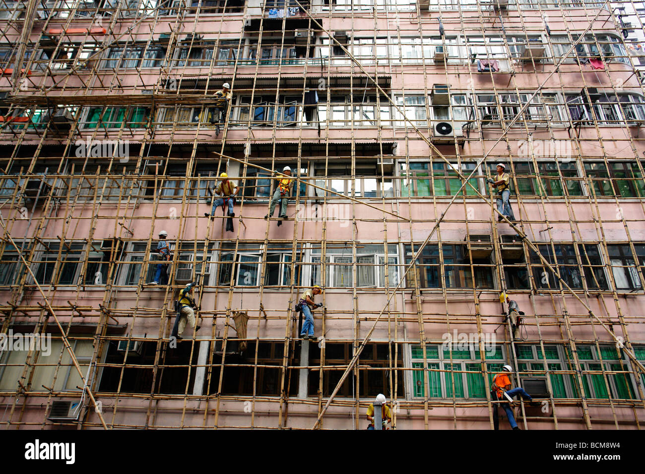 China Hong Kong traditional bamboo scaffolder Stock Photo