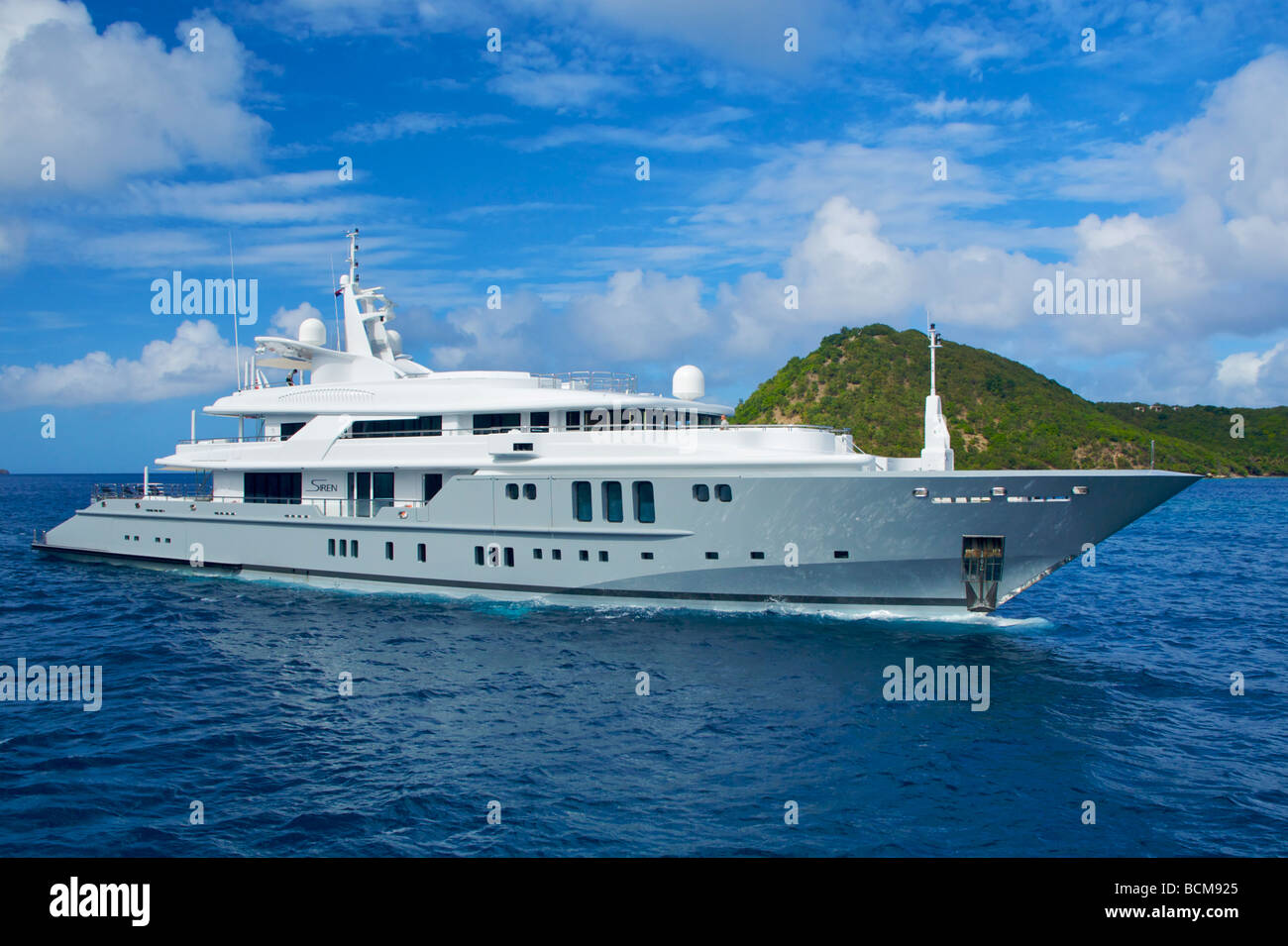 The large yacht "Siren" cruising near Guadelupe Island in the Caribbean  Stock Photo - Alamy