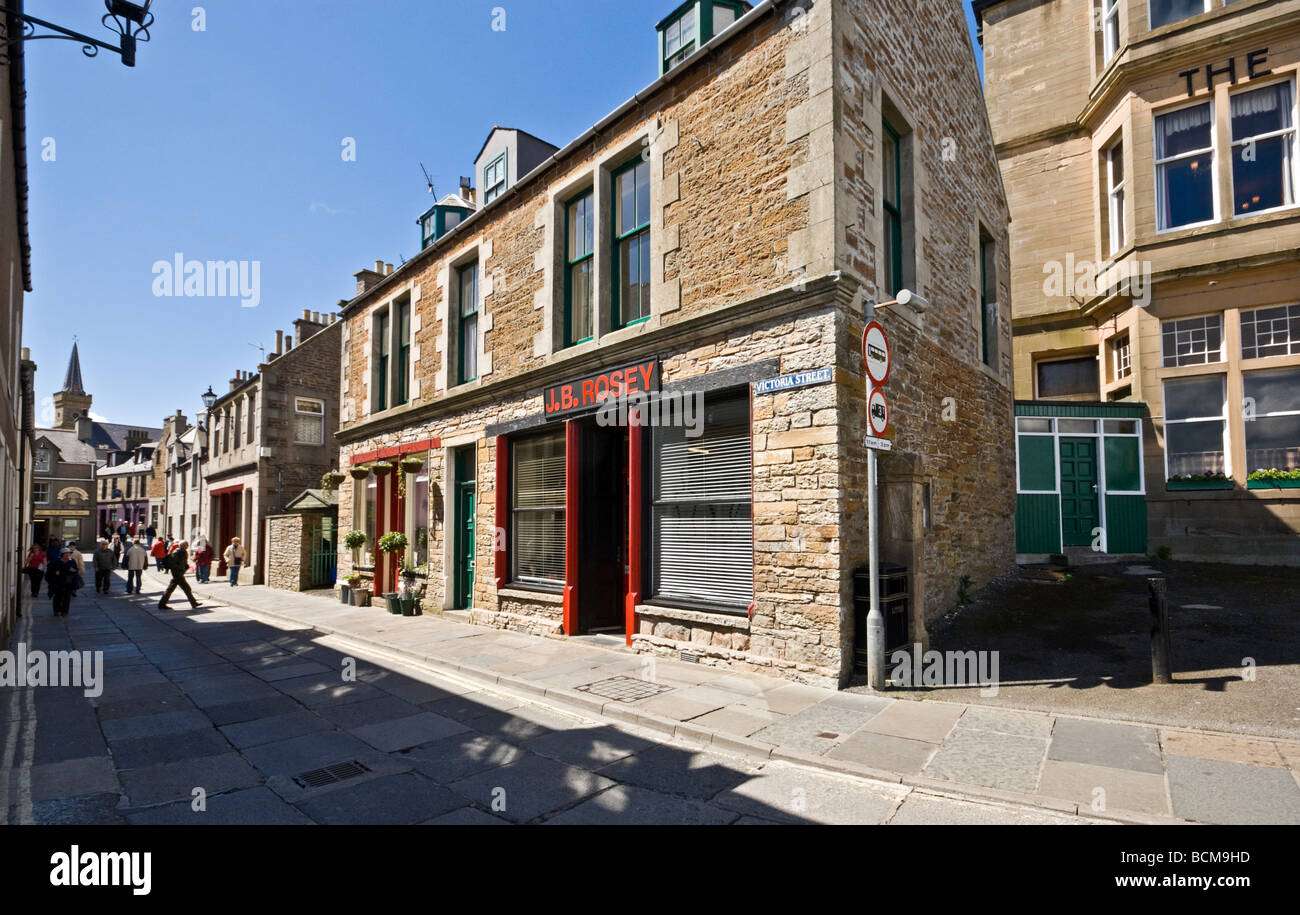 Pedestrianised Victoria Street in Stromness Orkney Mainland Scotland on