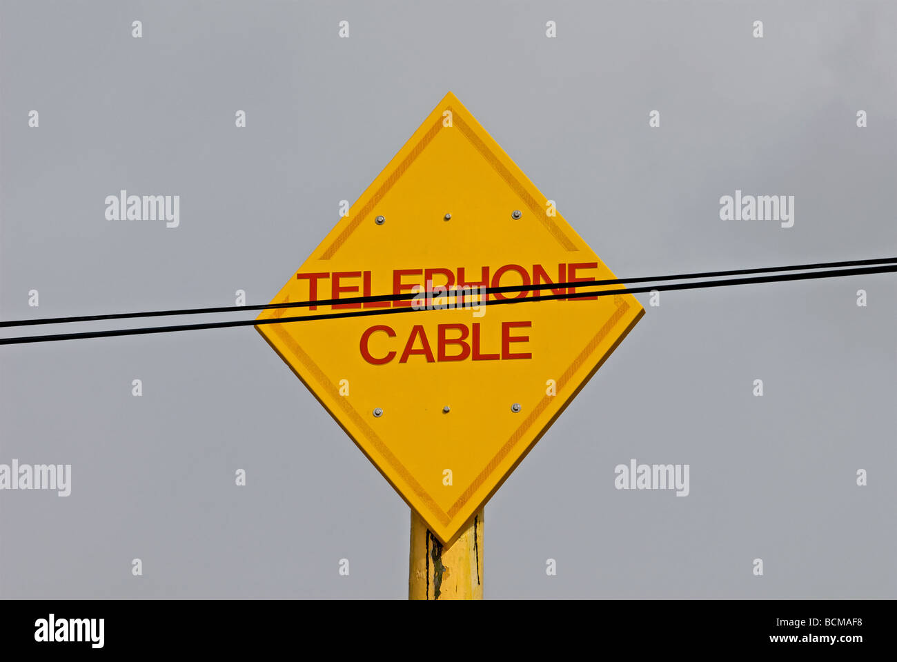 Telephone cable sign High Resolution Stock Photography and Images Alamy
