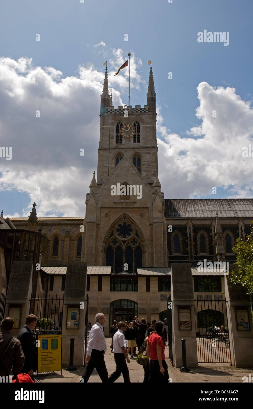 Entrance to Southwark Cathedral, London Bridge England UK Stock Photo