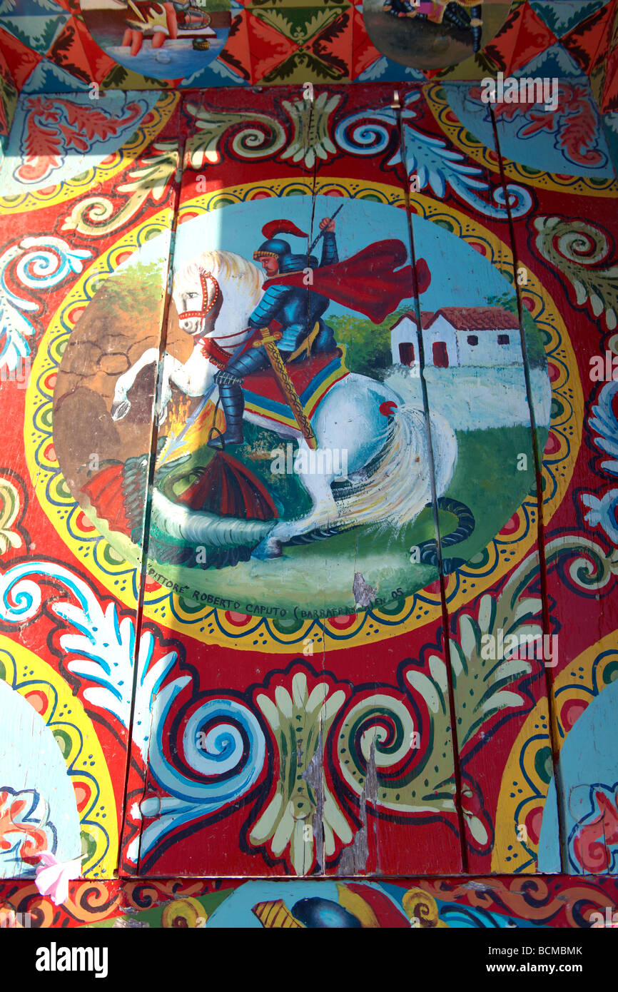 Sicilian folk art on a wooden cart Stock Photo 25034483 Alamy
