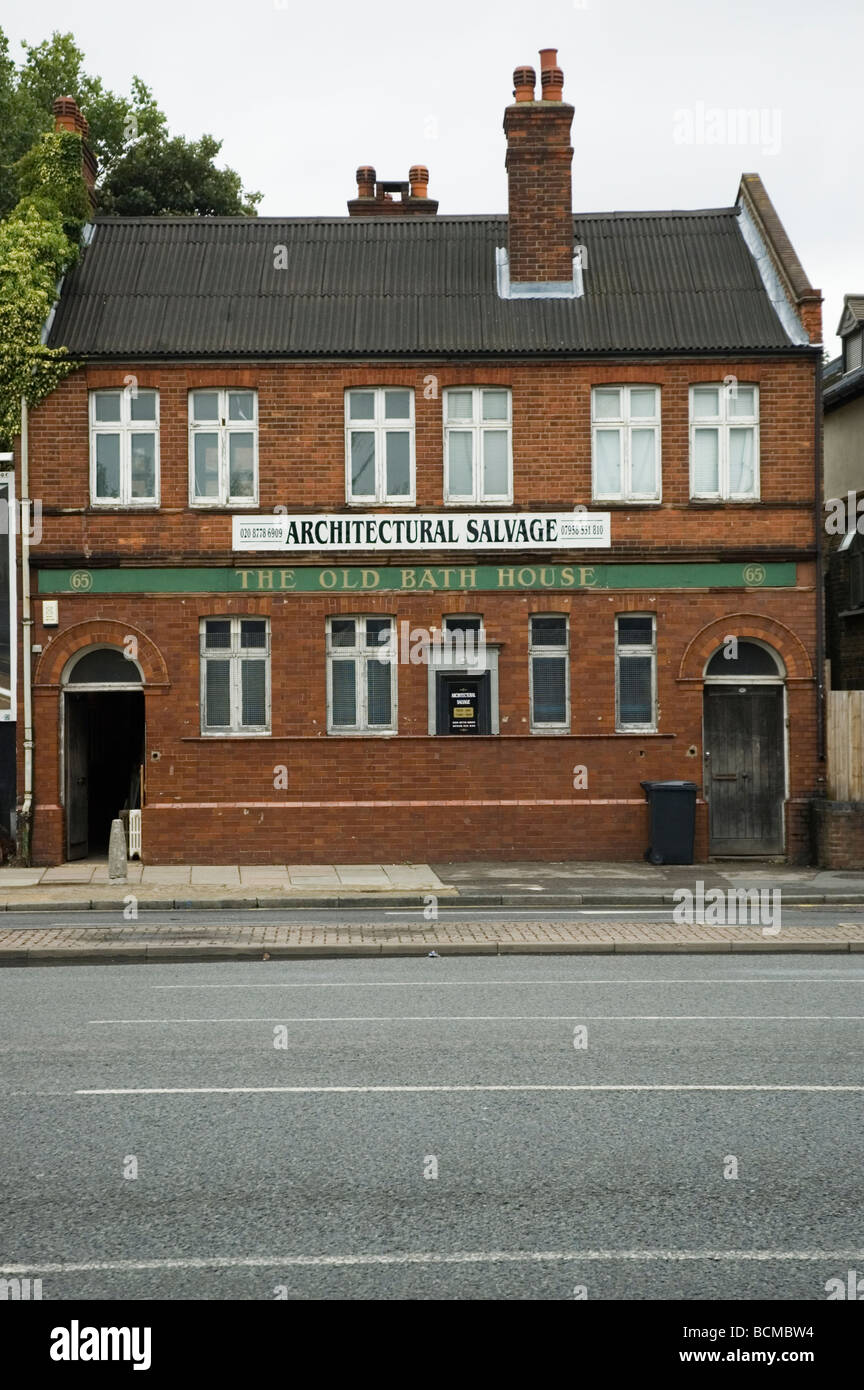 Architectural Salvage business in The Old Bath House at Sydenham, South London Stock Photo