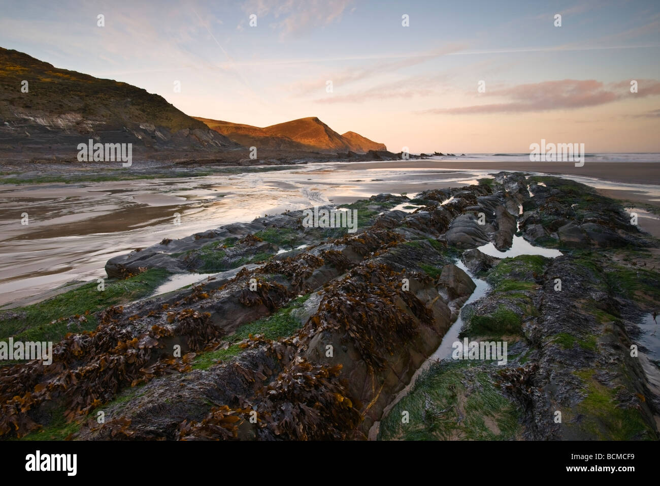 Crackington Haven in the morning Stock Photo