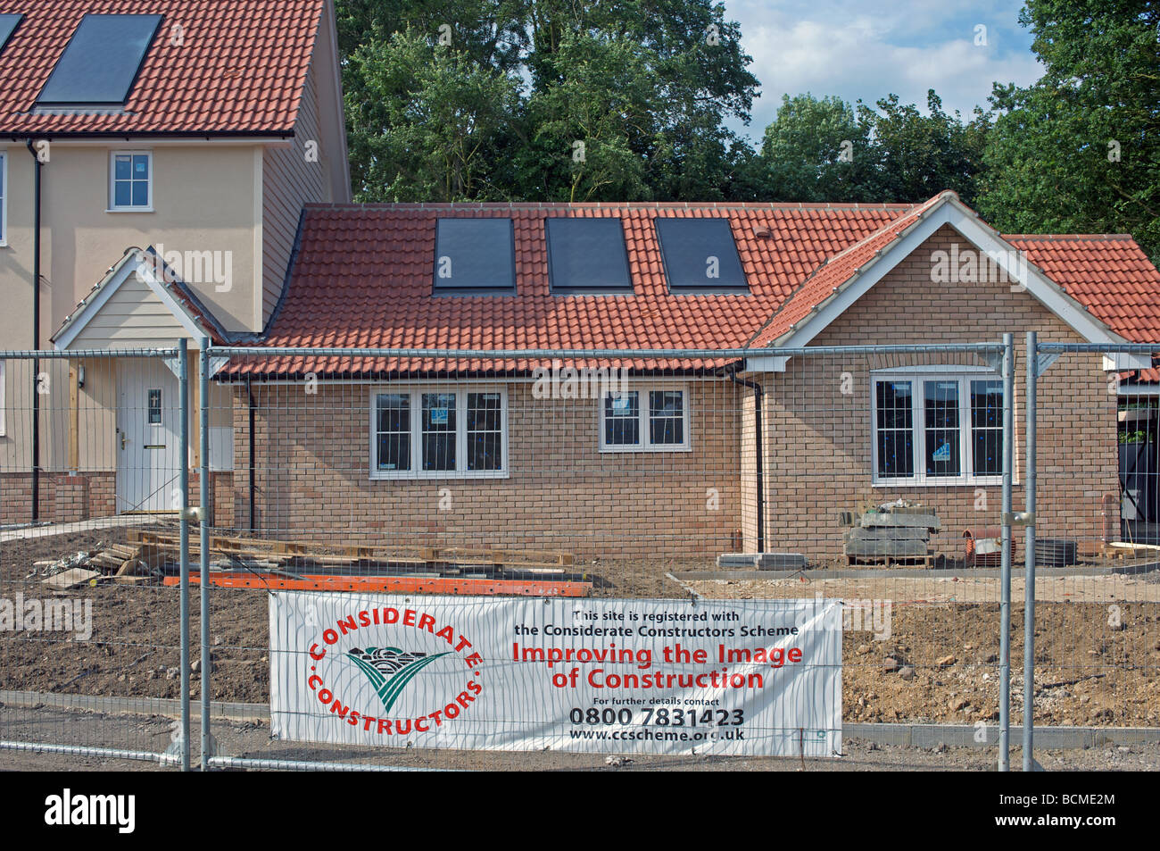 Low carbon home under construction by considerate constructors Stock ...